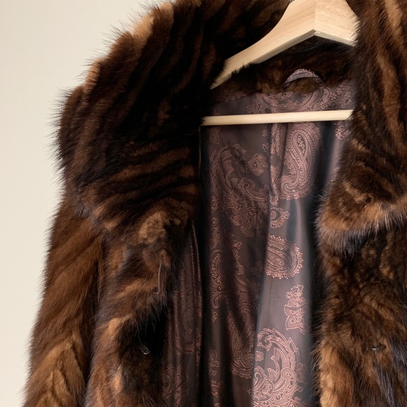 Authentic Mink Fur Long Shearling Coat - Picture 5 of 9